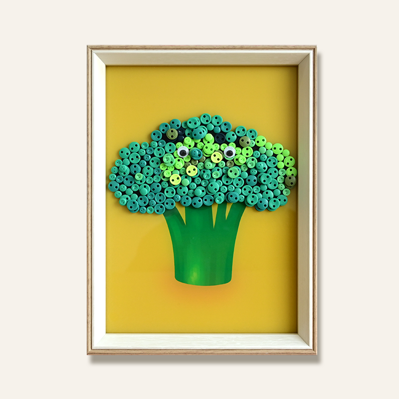 Broccoli Button Artwork – DIY Vegetable Kitchen Wall Decor – PixelKnot