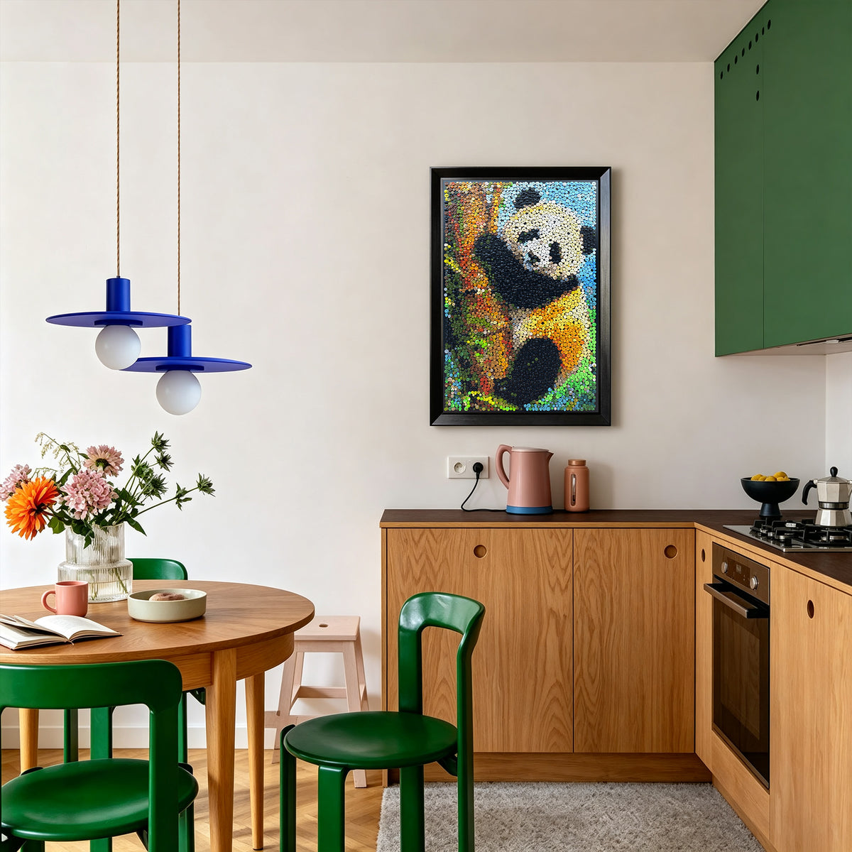 A Quiet Moment textured panda wall art displayed in a stylish home interior