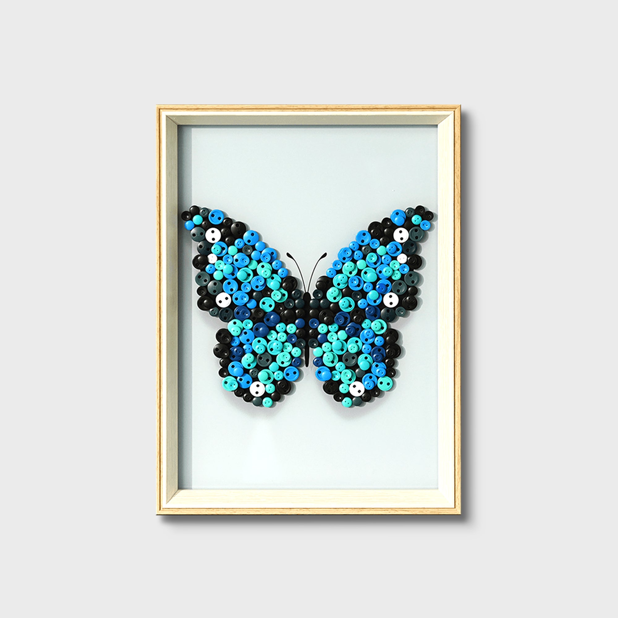Blue Butterfly button art kit featuring a vibrant blue butterfly design