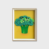 Broccoli button art kit featuring a vibrant green broccoli design