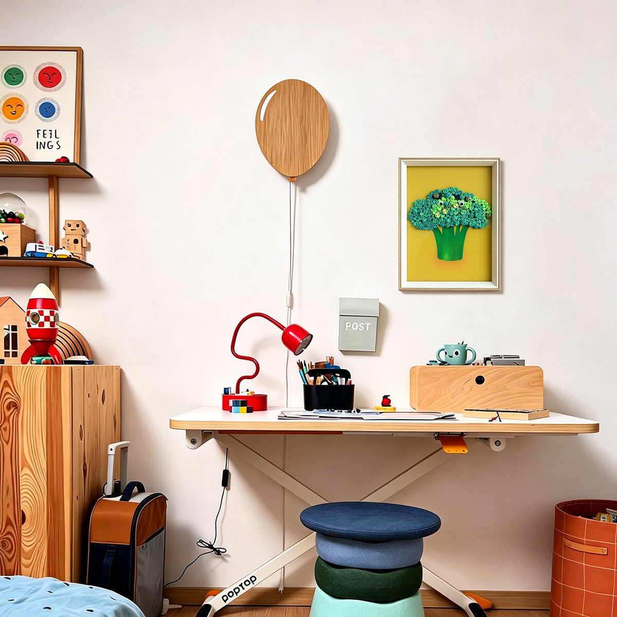 Broccoli textured wall art displayed in a bright home interior