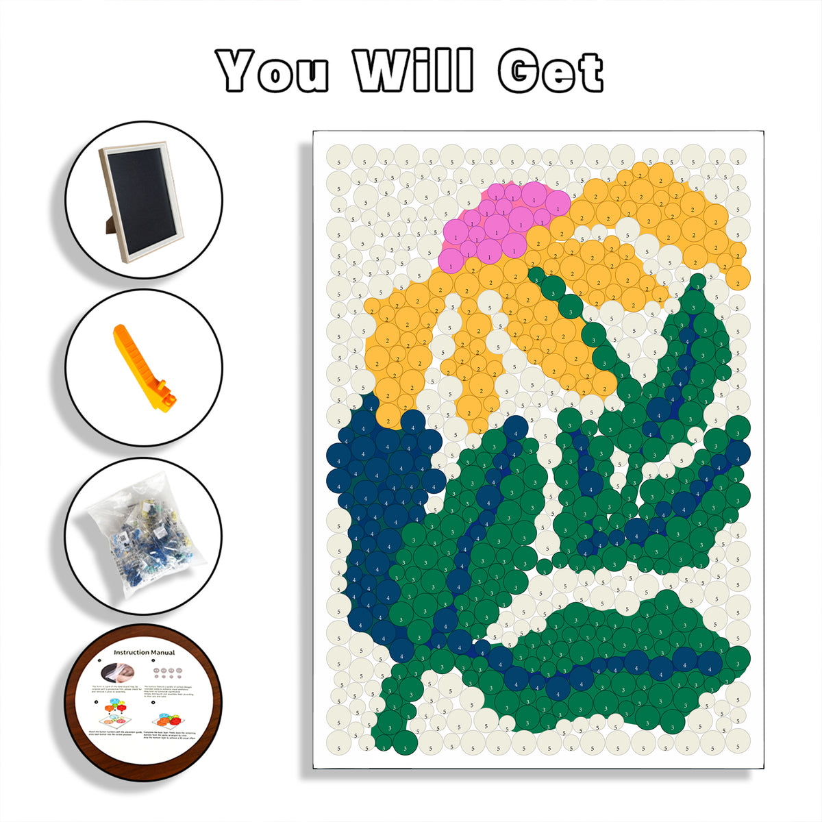 Chasing Light Button Art by PixelKnot, featuring a textured button mosaic design for artistic home decor.