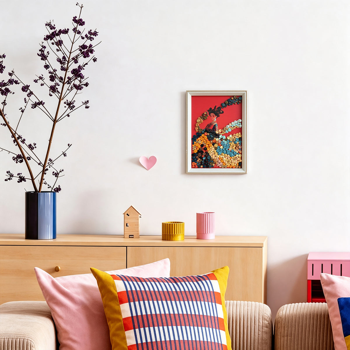 Chinese Princess textured wall art featuring traditional Chinese hanfu displayed in a home interior