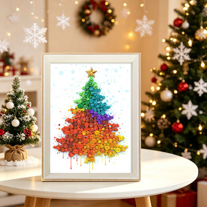 PixelKnot Christmas Tree textured button artwork styled for the holiday season