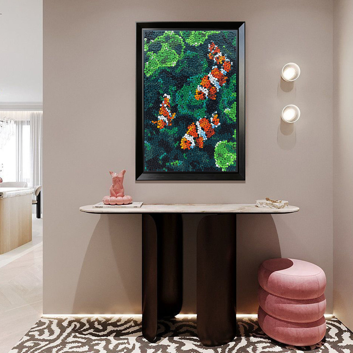 Coral Harmony wall art adding a vibrant aquatic touch to a room