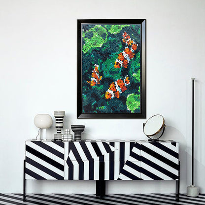 Coral Harmony button artwork featured as playful ocean-inspired home decor