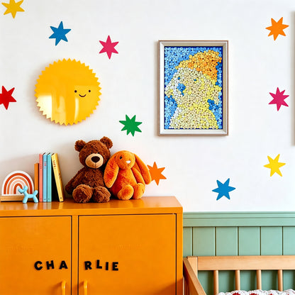 Creamy Puppy button artwork adding a soft and playful touch to a room