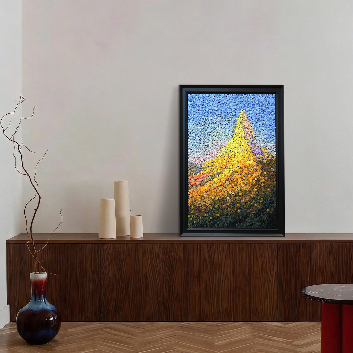 Crowned by Light wall art adding a warm golden glow and auspicious touch to a room