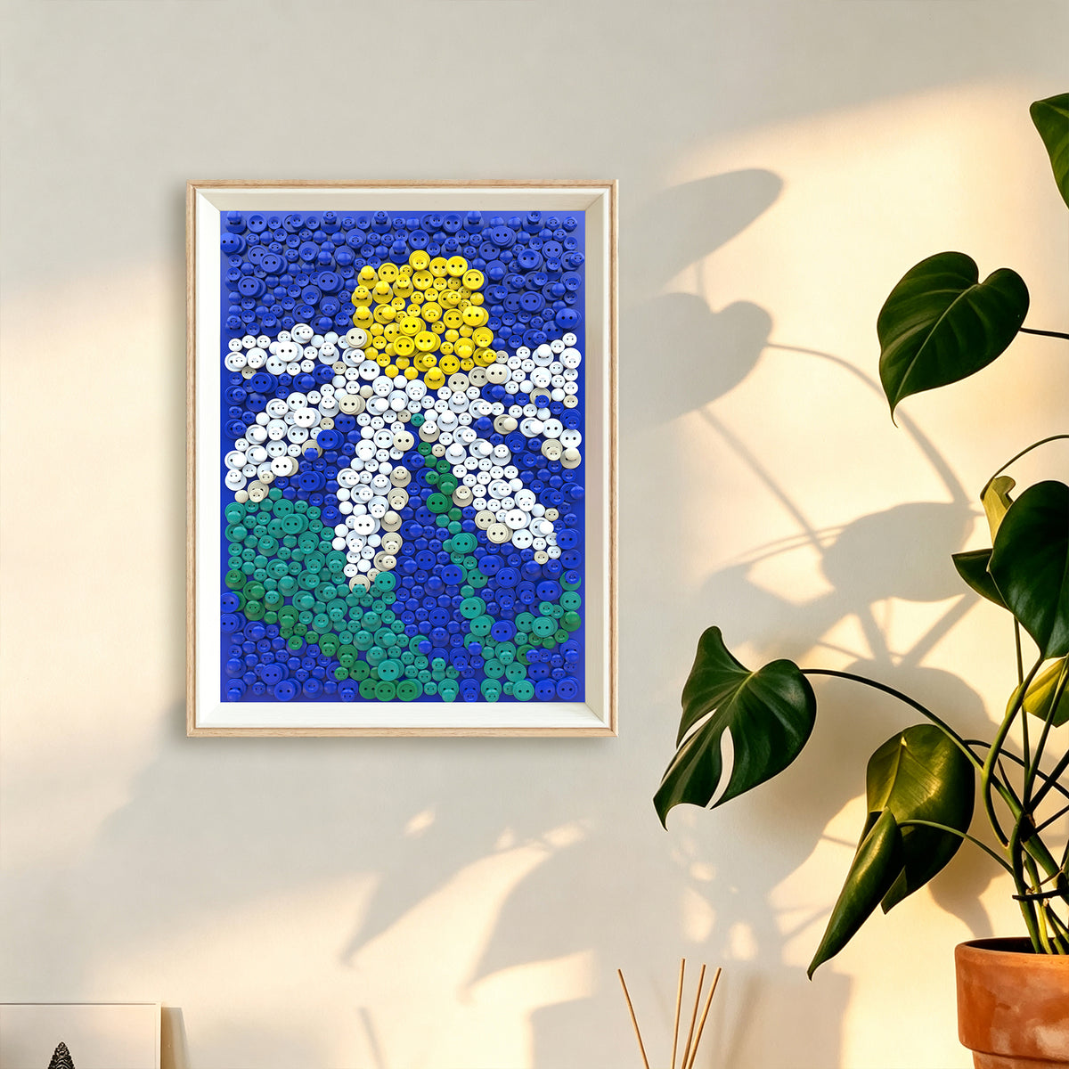 Daisy Button Art displayed as a decorative accent in a thoughtfully styled home interior.