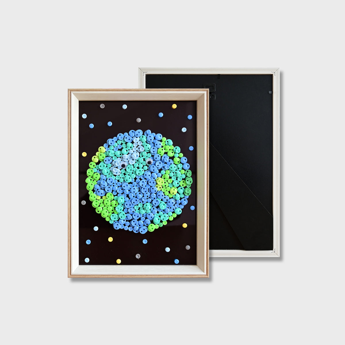 Finished Earth button art featuring a colorful textured planet Earth design