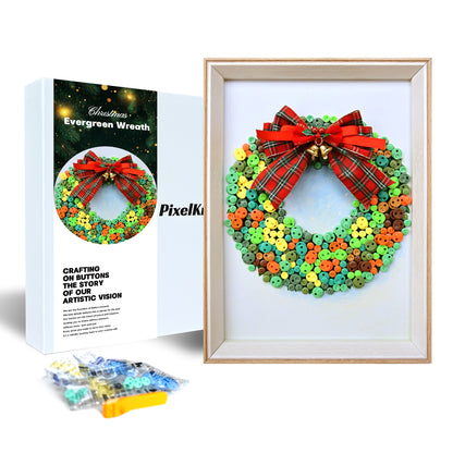 Evergreen Wreath DIY Button Art Kit packaging by PixelKnot
