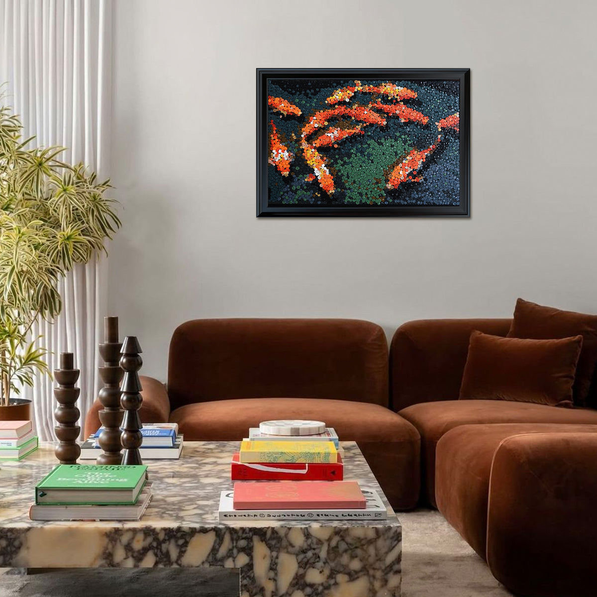Fortune in Motion button artwork featured as traditional Chinese-inspired home decor