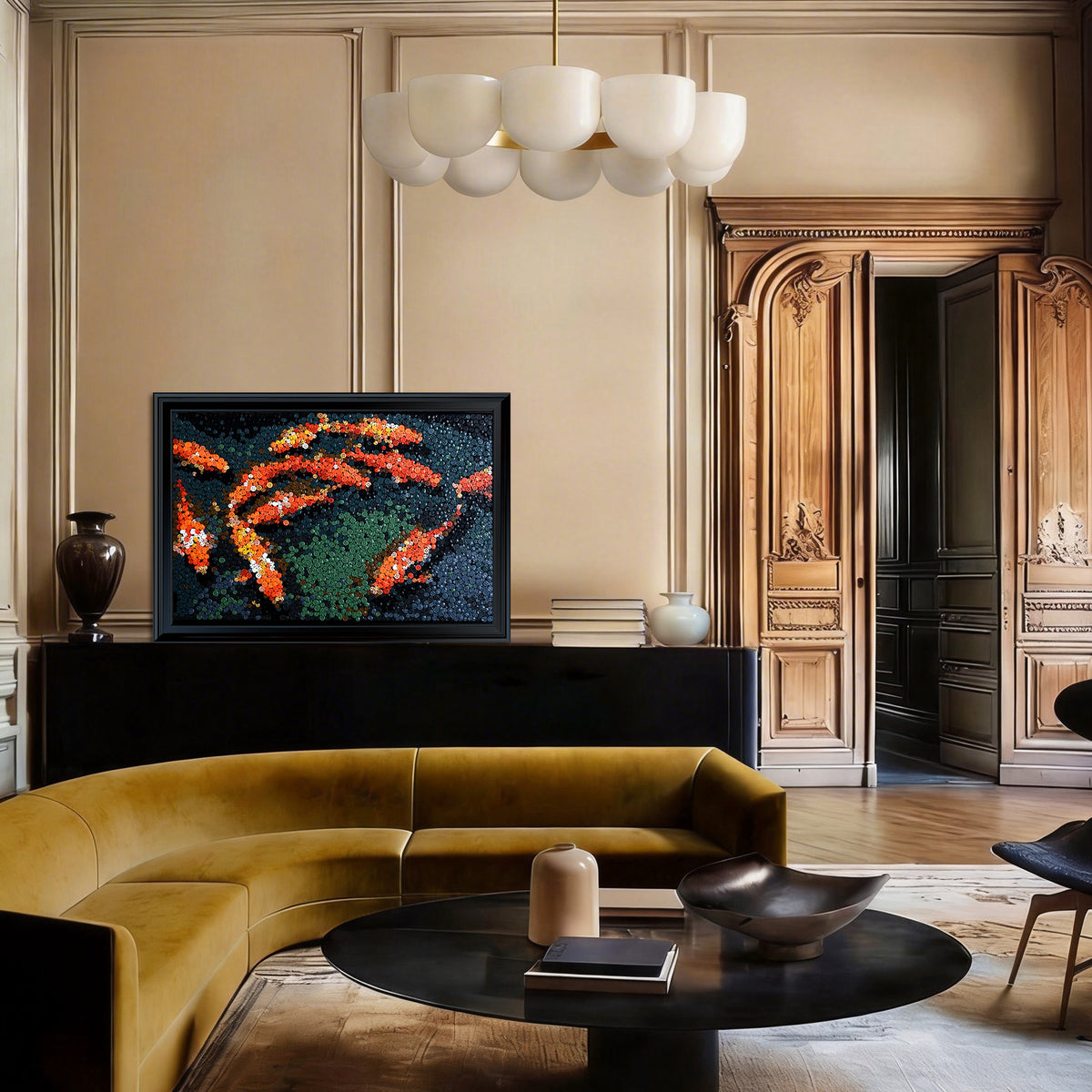 Fortune in Motion wall art adding a vibrant and auspicious artistic touch to a room