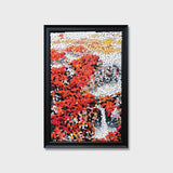 Golden Fortune button art featuring a Chinese landscape with vibrant red maple trees and a cascading waterfall