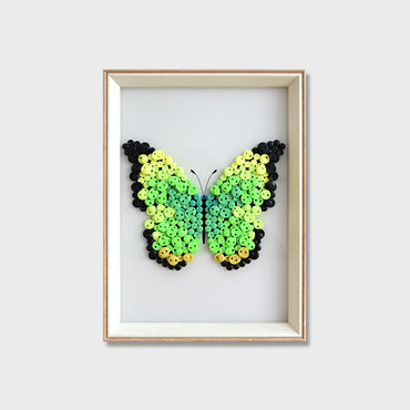 Green Butterfly button art kit featuring a vibrant green butterfly design