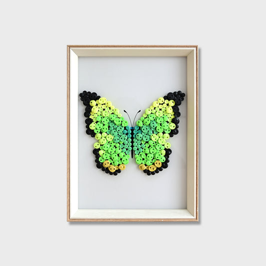 Green Butterfly button art kit featuring a vibrant green butterfly design