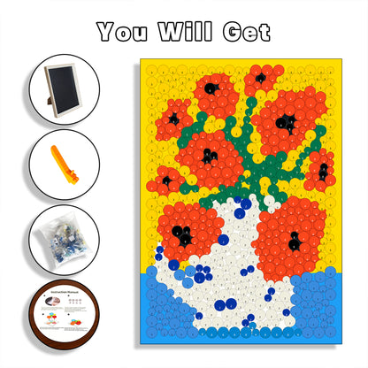 Held in Love Button Art by PixelKnot, featuring a textured button mosaic design for artistic home decor.