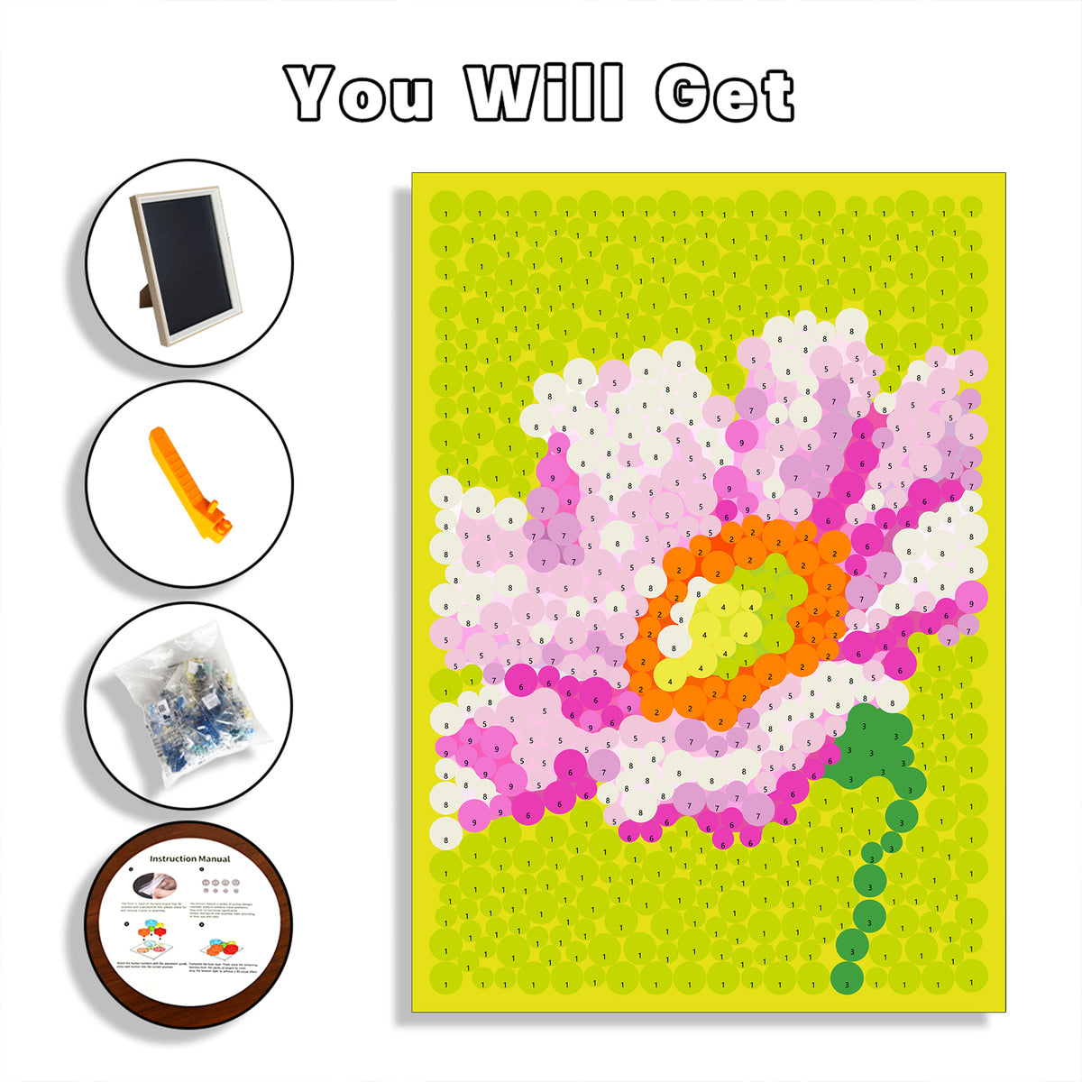 Hibiscus Syriacus Button Art by PixelKnot, featuring a textured button mosaic design for artistic home decor.