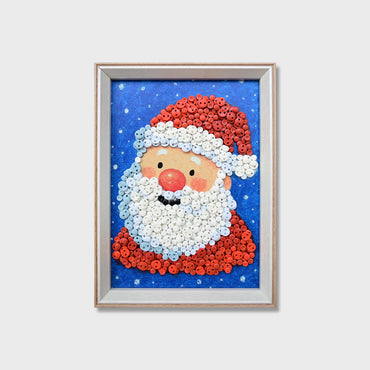 Jolly Santa button art kit featuring a cheerful Santa Claus design