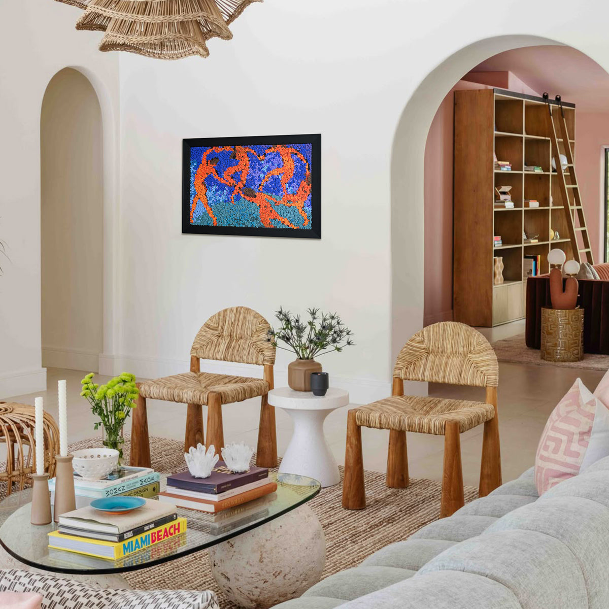 The La Danse textured wall art displayed in a stylish modern home interior
