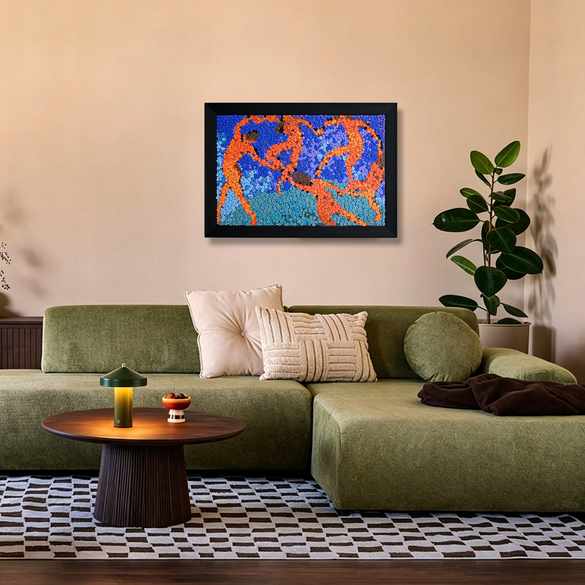 The La Danse button artwork featured as colorful modern art home decor