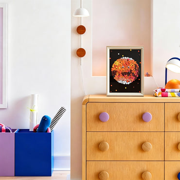 Mars DIY button art featured as colorful home decor