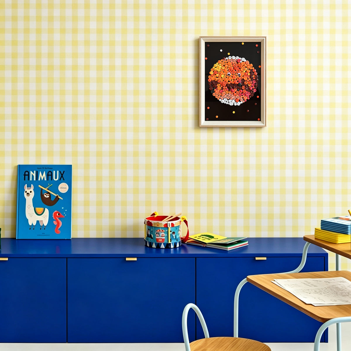 Mars textured wall art displayed in a creative home space