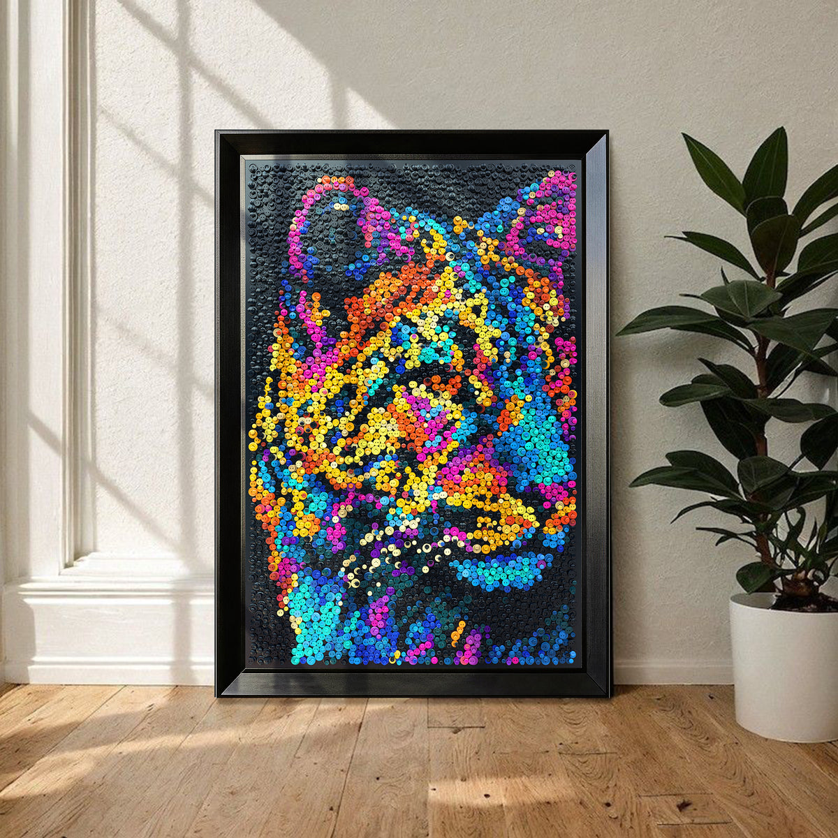 Midnight Majesty DIY button art featured as sophisticated home decor