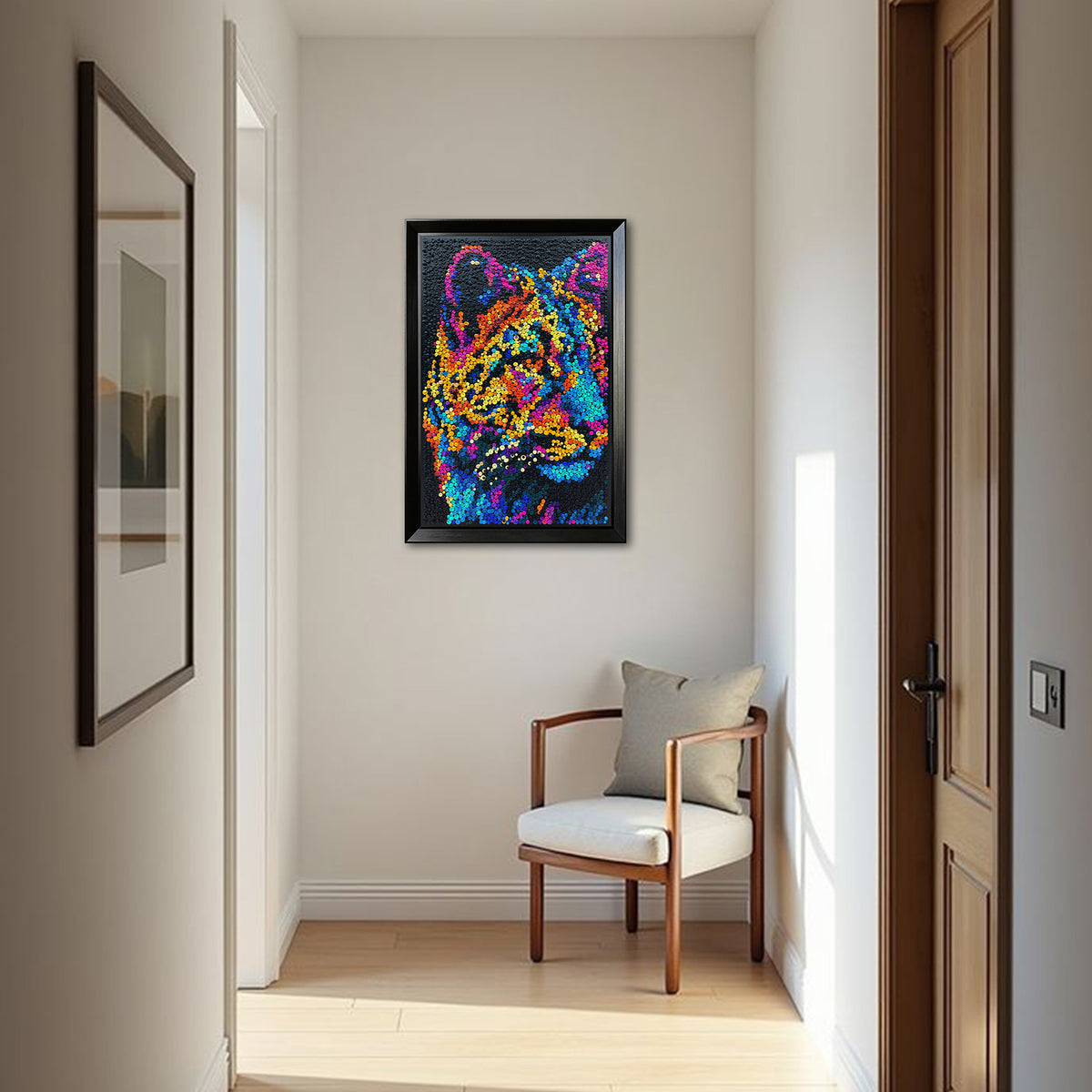 Midnight Majesty button artwork adding a dramatic artistic touch to a room
