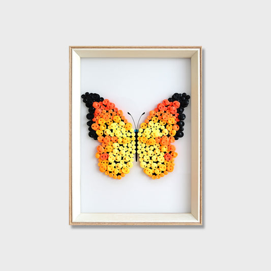 Orange Butterfly button art kit featuring a vibrant orange butterfly design