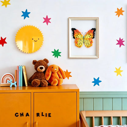 Orange Butterfly textured wall art displayed in a bright home interior