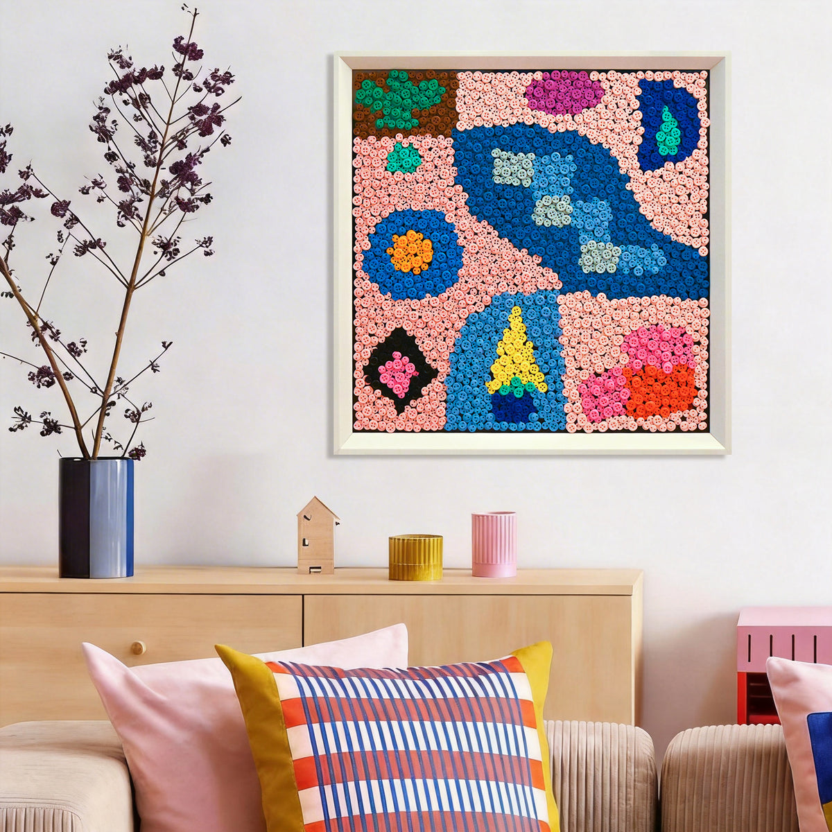 Pastel Party wall art adding a soft and colorful abstract touch to a room