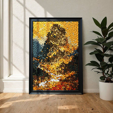 Path of Prosperity button art displayed as inspirational landscape wall decor in a cozy living room