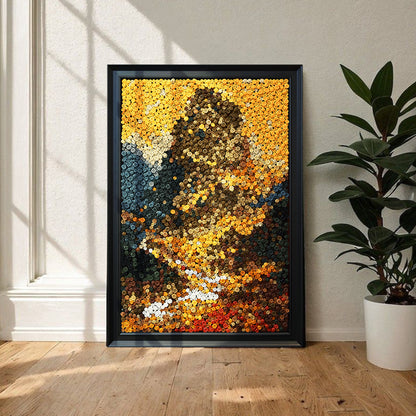 Path of Prosperity button art displayed as inspirational landscape wall decor in a cozy living room