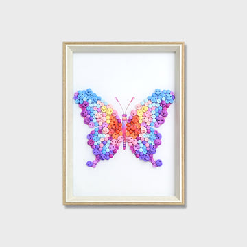 Pink Purple Butterfly button art kit featuring a colorful pink and purple butterfly design