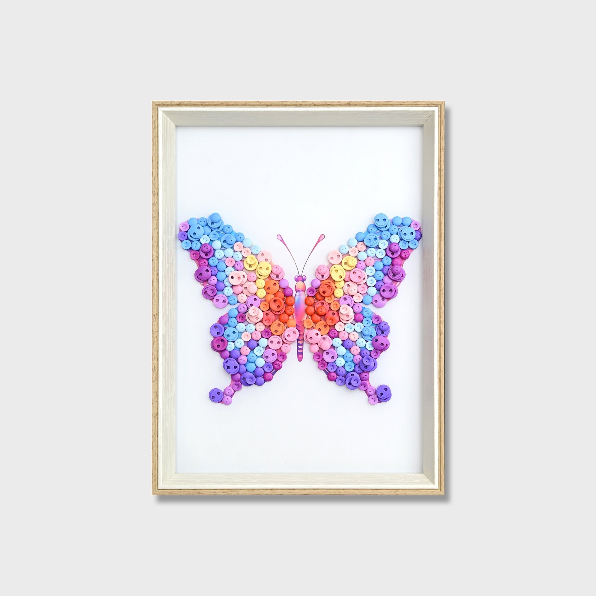 Pink Purple Butterfly button art kit featuring a colorful pink and purple butterfly design