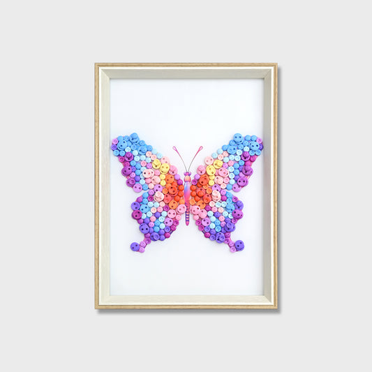 Pink Purple Butterfly button art kit featuring a colorful pink and purple butterfly design