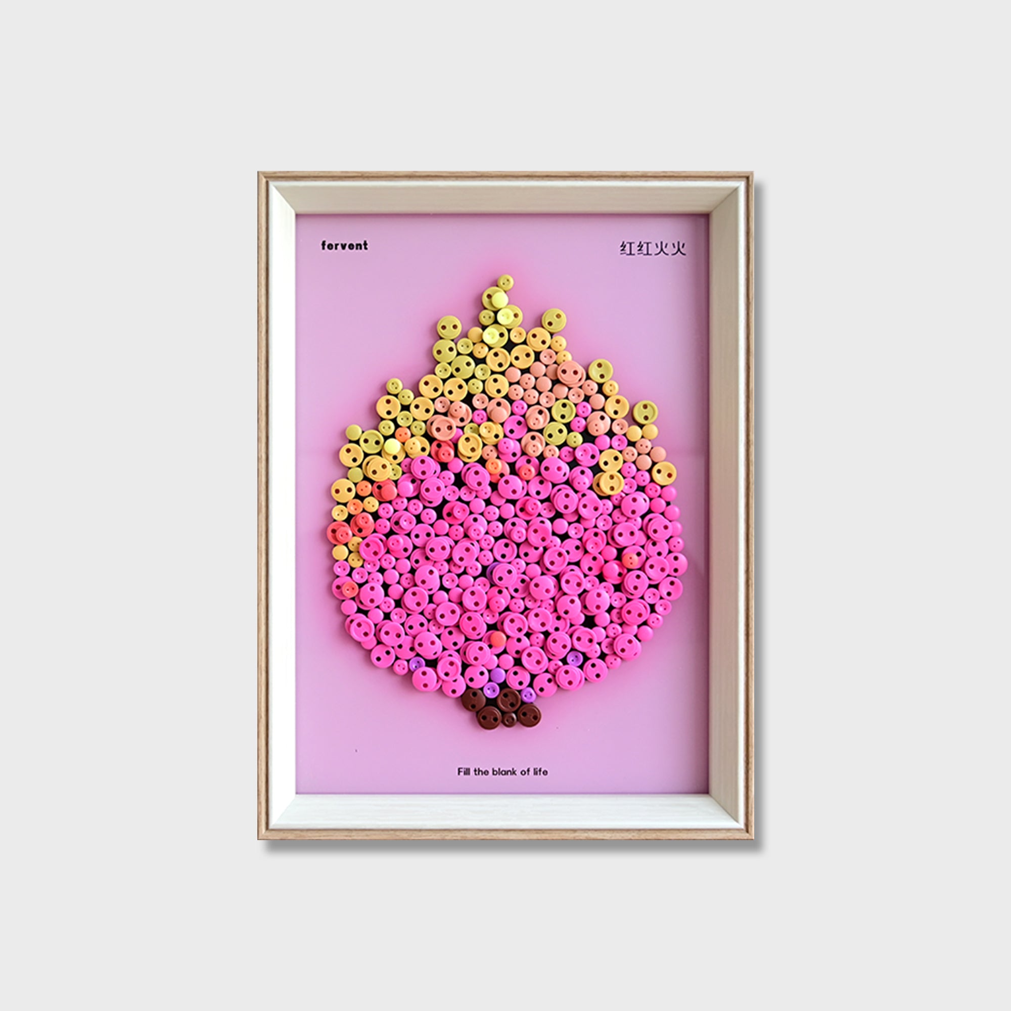 Pitaya button art kit featuring a pink textured dragon fruit design
