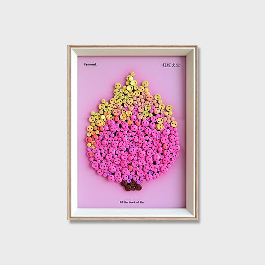Pitaya button art kit featuring a pink textured dragon fruit design