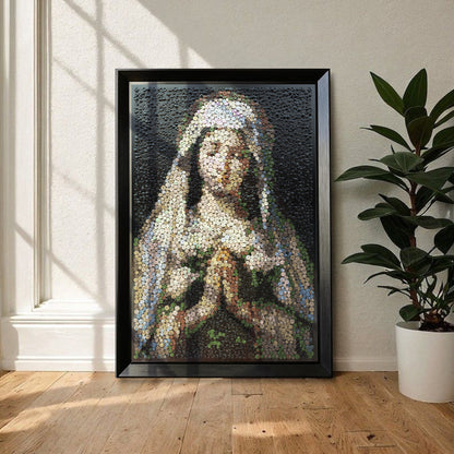 Praying Virgin Mary wall art adding a peaceful and reverent touch to a room