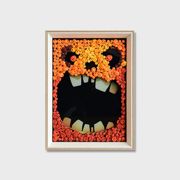 Pumpkin Monster button art kit featuring a cute spooky Halloween pumpkin monster