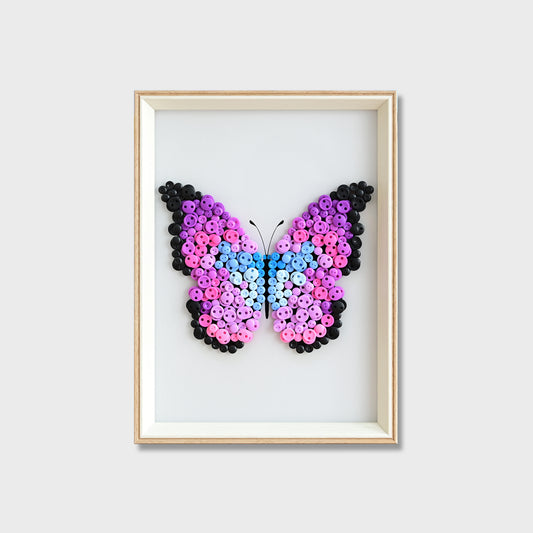 Purple Butterfly button art kit featuring a vibrant purple butterfly design