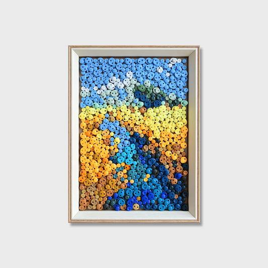 River button art kit featuring a blue river flowing through golden wheat fields beneath a blue sky