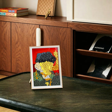 Self-Portrait with Bandaged Ear and Pipe DIY button art featured as artistic home decor