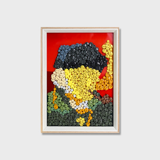 Self-Portrait with Bandaged Ear and Pipe button art kit featuring a classic portrait inspired by Van Gogh