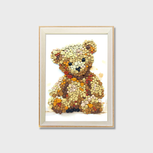 Teddy Bear button art kit featuring a cute textured teddy bear design