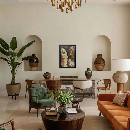 The Birth of Venus button art displayed as unique classical wall decor in a modern interior