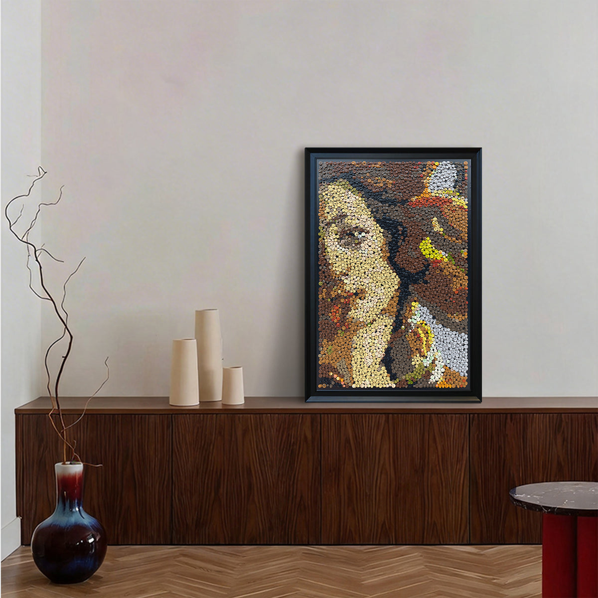 The Birth of Venus textured wall art displayed in an elegant home interior