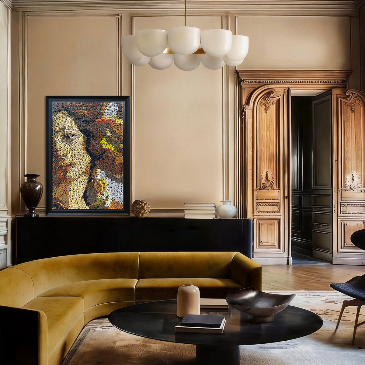 The Birth of Venus button artwork adding a timeless classical touch to a room