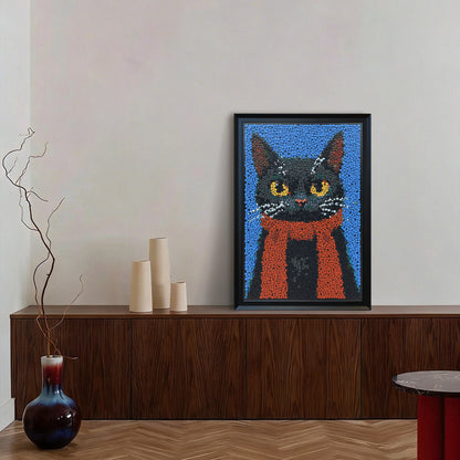 The Dark Lord button artwork featured as minimalist cat-inspired home decor